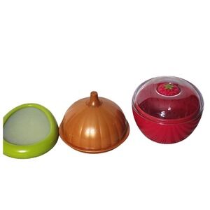 Joie Set of 3 Food Saver Storage Onion Avocado Berries Fruit‎ Veggie Kitchen